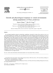 Growth and physiological responses to varied environments Jianwei Zhang