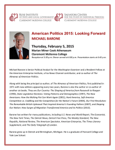 American Politics 2015: Looking Forward MICHAEL BARONE Thursday, February 5, 2015