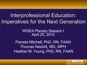 Interprofessional Education: Imperatives for the Next Generation