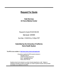 Request For Quote  Valet Services UC Davis Medical Center