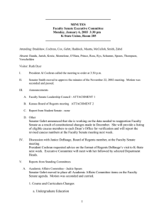 MINUTES Faculty Senate Executive Committee Monday, January 6, 2003  3:30 pm