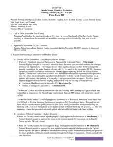 MINUTES Faculty Senate Executive Committee Monday, January 30, 2012 3:30 pm