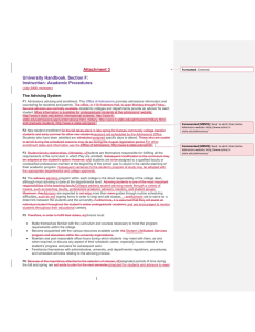 Attachment 3 University Handbook, Section F: Instruction: Academic Procedures The Advising System