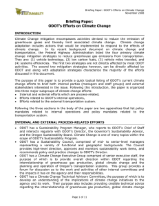 Briefing Paper: ODOT’s Efforts on Climate Change