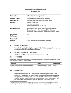 Information Technology Services Configuration for Out-of-Office Message Administrative Computing Committee (ACC)
