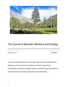 The Journal of Mountain Medicine and Ecology