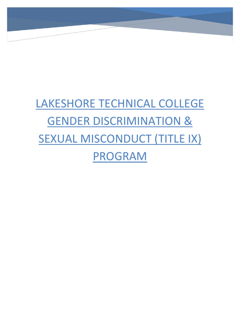 Lakeshore Technical College Gender Discrimination And Sexual Misconduct Title Ix Program 5967