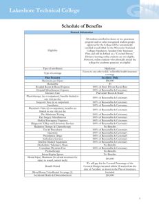 Lakeshore Technical College Schedule of Benefits