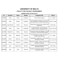 UNIVERSITY OF MALTA FACULTY FOR THE BUILT ENVIRONMENT DISSERTATION TITLES 2012/13 I.D.