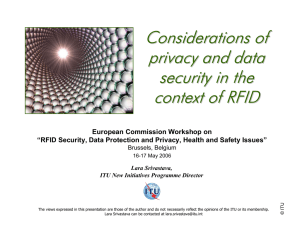 Considerations of privacy and data security in the context of RFID