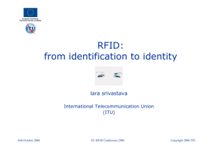 RFID: from identification to identity lara srivastava International Telecommunication Union