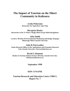 The Impact of Tourism on the Māori Community in Kaikoura Aroha Poharama