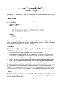 Advanced Programming in C++ Container Design I