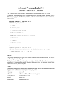 Advanced Programming in C++ Exercise – Fixed Size Container