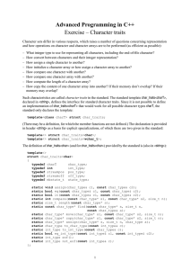 Advanced Programming in C++ Exercise – Character traits