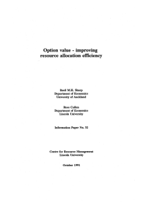 Option value  - improving resource allocation  efficiency