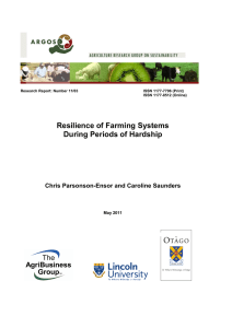 Resilience of Farming Systems During Periods of Hardship