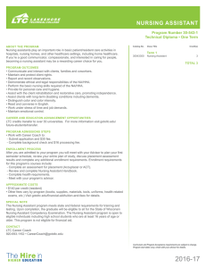 nursing AssistAnt Program number 30-543-1 Technical Diploma • One Term