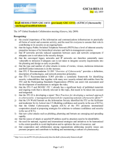 GSC14-RES-11 Draft RESOLUTION GSC-14/11 {previously GSC-13/11}: (GTSC) Cybersecurity (unchanged/modified/deleted)