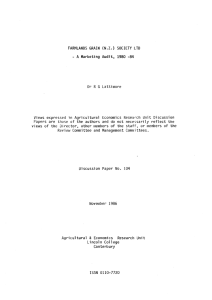 FARMLANDS GRAIN (N.Z.) SOCIETY LTD - A Marketing Audit, 1980 -84