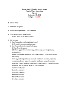 Kansas State University Faculty Senate  Faculty Affairs Committee  Agenda  September 17, 2013 