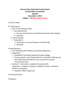 Kansas State University Faculty Senate  Faculty Affairs Committee  Agenda  December 3, 2013 