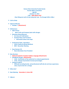 Kansas State University Faculty Senate  Faculty Affairs Committee  Agenda  October 21, 2014 