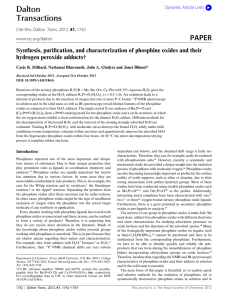 Dalton Transactions PAPER Synthesis, puriﬁcation, and characterization of phosphine oxides and their