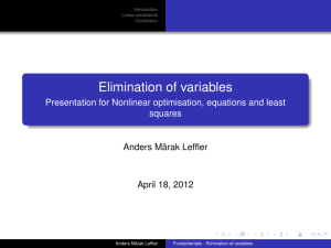 Elimination of variables Presentation for Nonlinear optimisation, equations and least squares
