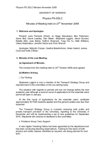 Physics PG-SSLC Minutes of Meeting held on 27 November 2009