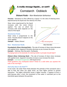 Cornstarch Oobleck A really strange liquid… or not!!! Dilatant Fluids 