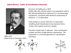 Alfred Werner:  Father of Coordination Chemistry.