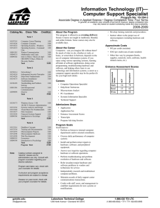 Information Technology (IT)— Computer Support Specialist Program No: 10-154-3