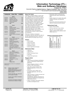 Information Technology (IT)— Web and Software Developer Program No: 10-152-7