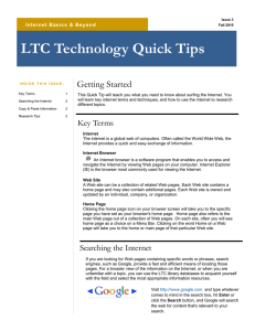 LTC Technology Quick Tips Getting Started Internet  Basics &amp; Be yond