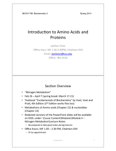 Introduc)on*to*Amino*Acids*and* Proteins* Sec)on*Overview*