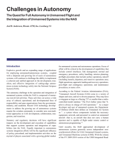 Challenges in Autonomy  the Integration of Unmanned Systems into the NAS