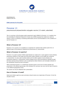 Prevenar 13 pneumococcal polysaccharide conjugate vaccine (13-valent, adsorbed)