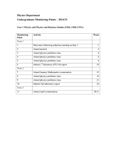Physics Department Undergraduate Monitoring Points – 2014/15