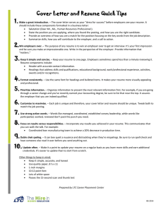 Cover Letter and Resume Quick Tips