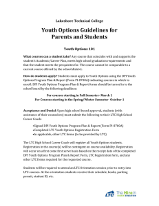 Youth	Options	Guidelines	for Parents	and	Students  Lakeshore	Technical	College