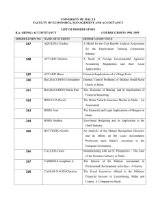 UNIVERSITY OF MALTA FACULTY OF ECONOMICS, MANAGEMENT AND ACCOUTANCY  LIST OF DISSERTATION