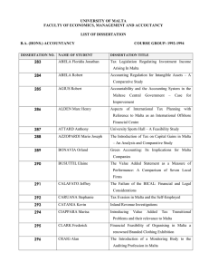 UNIVERSITY OF MALTA FACULTY OF ECONOMICS, MANAGEMENT AND ACCOUTANCY  LIST OF DISSERTATION