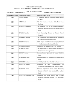 UNIVERSITY OF MALTA FACULTY OF ECONOMICS, MANAGEMENT AND ACCOUTANCY  LIST OF DISSERTATION