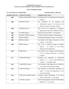 UNIVERSITY OF MALTA FACULTY OF ECONOMICS, MANAGEMENT AND ACCOUTANCY  LIST OF DISSERTATION