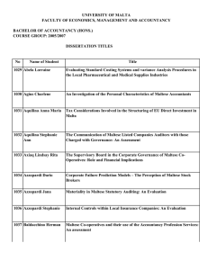UNIVERSITY OF MALTA FACULTY OF ECONOMICS, MANAGEMENT AND ACCOUNTANCY COURSE GROUP: 2005/2007