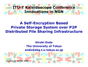 ITU-T Kaleidoscope Conference Innovations in NGN A Self-Encryption Based