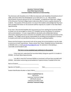 Lakeshore Technical College  Sheet Metal Apprenticeship  Functional Abilities Statement of Understanding   