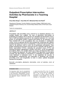 Outpatient Prescription Intervention Activities by Pharmacists in a Teaching Hospital