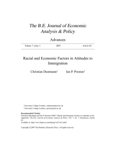 The B.E. Journal of Economic Analysis &amp; Policy Advances